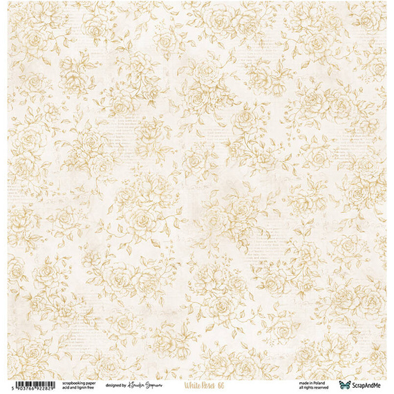 Papier do scrapbookingu 30x30 - ScrapAndMe - White Roses 05/06