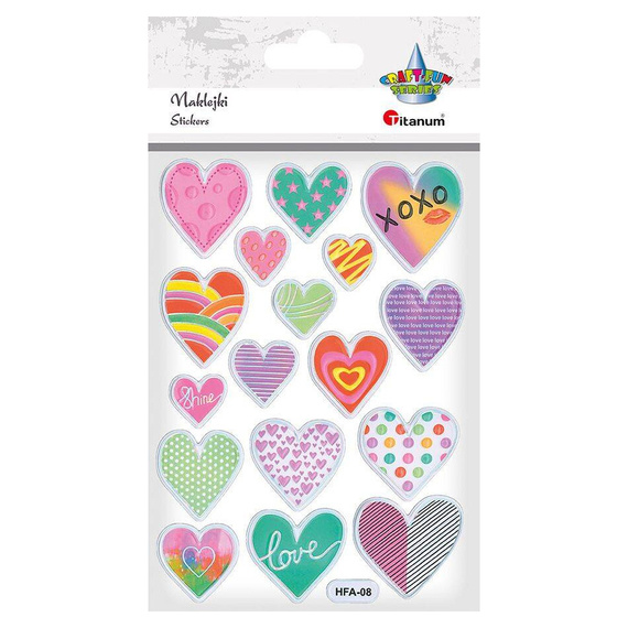 Naklejki wypukłe serca mix 17szt