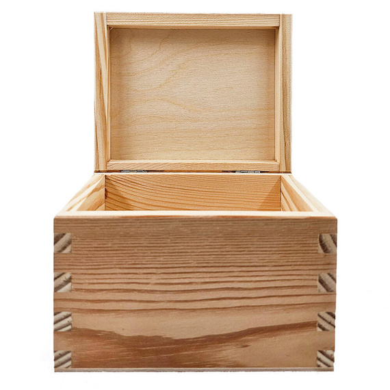 Drewniane pudełko na biżuterię - szkatułka sosnowa do decoupage 14,5×12 ×10 cm