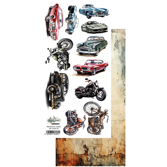 Papier do scrapbookingu 15x30 -  Alchemy of Art - Samochody