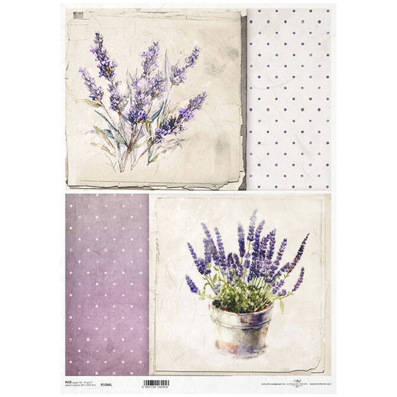 Papier ryżowy do decoupage A3 ITD-1080L lawenda kropki