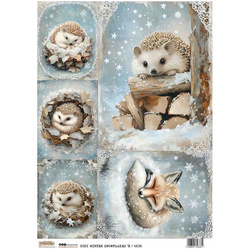Papier ryżowy A4 - Scraplove - Cozy winter Snowflakes 12 - Ośnieżona przytulna zima