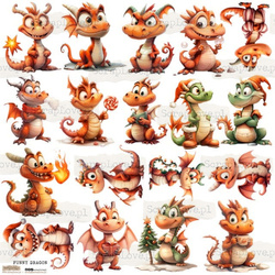 Naklejki papierowe - ScrapLove - Funny Dragon 1 - śmieszne smoki