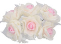 Kwiatki piankowe ecru z różowym środkiem z tiulem