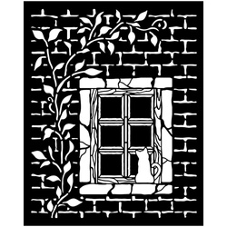 Szablon mix media 3D 20x25cm - Herbarium Silvae okno - Stamperia