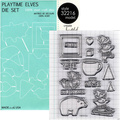 Wykrojnik + stempel - Memory Box - Playtime Elves - zima, elfy