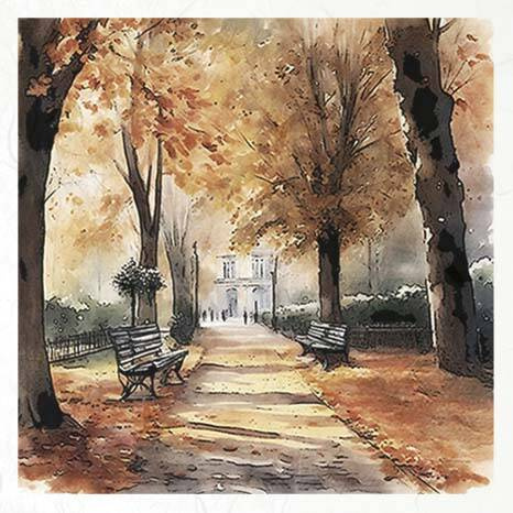 Zestaw papierów ryżowych - ITD RSM101 jesienne widoczki, jesień, park