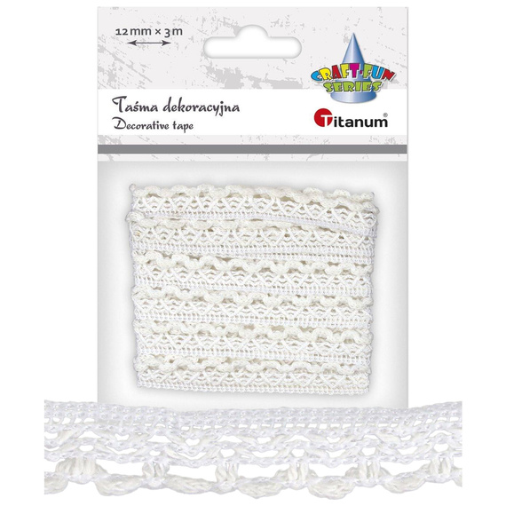 Koronka bawełniana biała 12mm x 3m