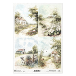 Papier ryżowy do decoupage A4 - wiejskie widoczki - R2576 - Itd Collection