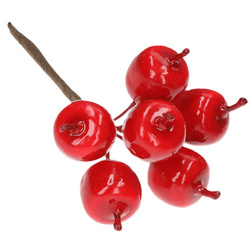 Jabłuszka lakierowane na druciku  6 szt. - dekoracyjne owoce