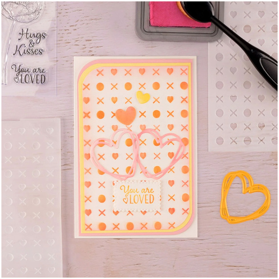 Folder do embossingu - Nellie's Choice - EF3D107 serduszka kółeczka i krzyżyki