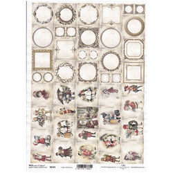 Papier ryżowy do decoupage A4 ITD-R2141 vintage, kalendarz adwentowy