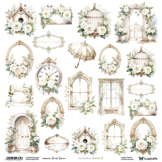 Papier do scrapbookingu 30x30 - ScrapAndMe - Elements 12 - arkusz do wycinania