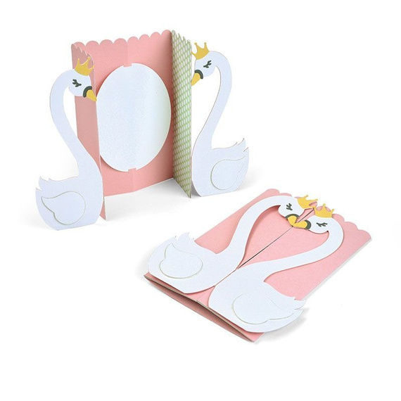 Wykrojnik Sizzix Thinlits - Card Swan Fold-a-Long łabędzie