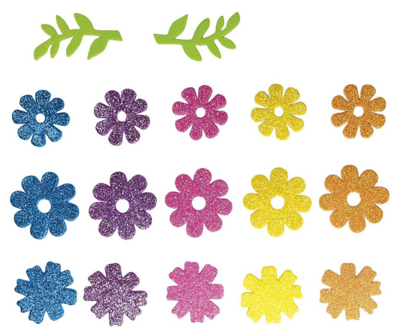 Naklejki piankowe kwiaty liście mix 57szt