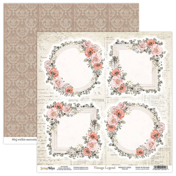 Papier do scrapbookingu 30x30 - Scrapboys - Vintage Legend 03