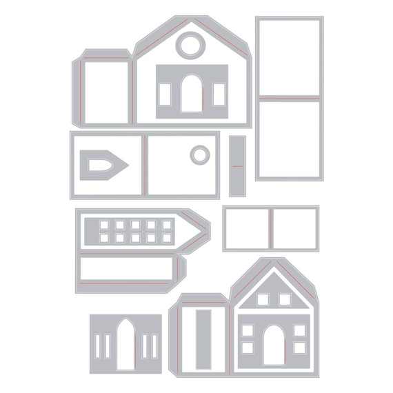 Wykrojnik Sizzix Thinlits - Paper Village domki 3D