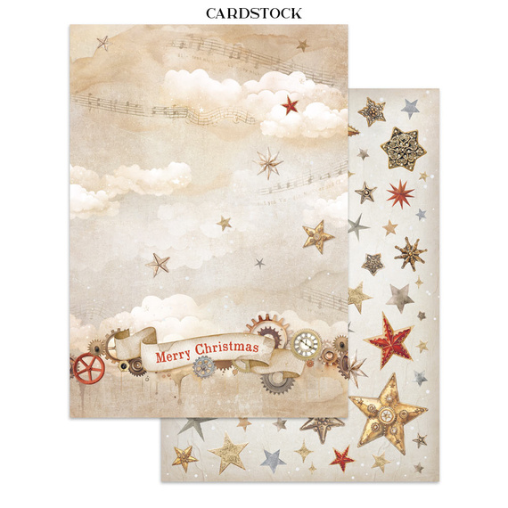 Zestaw papierów, naklejek i elementów Junk Journal - Gear Up For Christmas - Stamperia