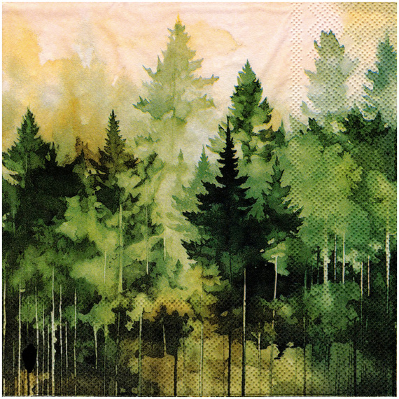 Serwetka do decoupage 33x33cm - Evergeen trees drzewa las