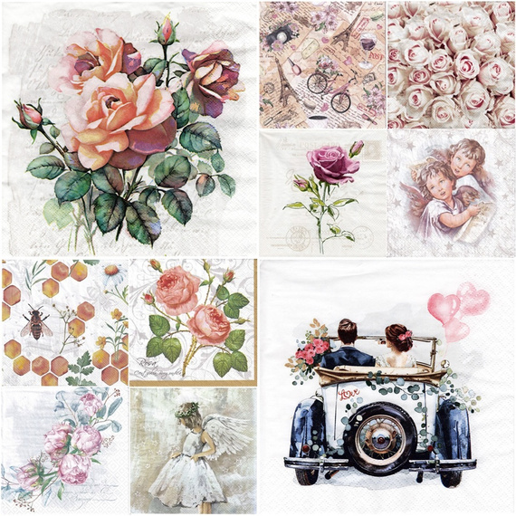 Zestaw serwetek vintage do decoupage 33x33cm - 10szt