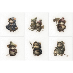 Zestaw papierów ryżowych - myszy, ubrania, ilustracje akwarelowe - RSM212 - Itd Collection