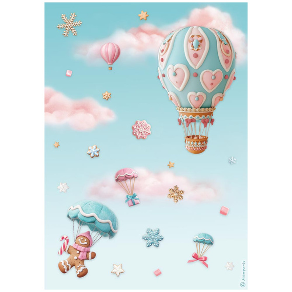 Papier ryżowy do decoupage A4 - Candy Christmas - balony - Stamperia
