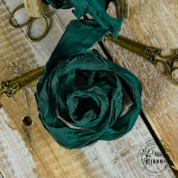 Wstążka vintage old fashion ribbon - świąteczna zieleń