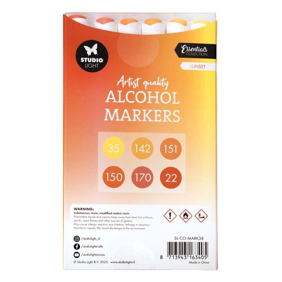 Markery alkoholowe dwustronne Sunset Essentials nr 38 - Studio Light - 6 szt.
