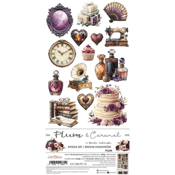 Zestaw dodatków do scrapbookingu - Craft o'clock - Plum & Caramel - Plum