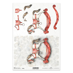 Papier ryżowy do decoupage A4 ITD-R2488 konik na biegunach, efekt 3D