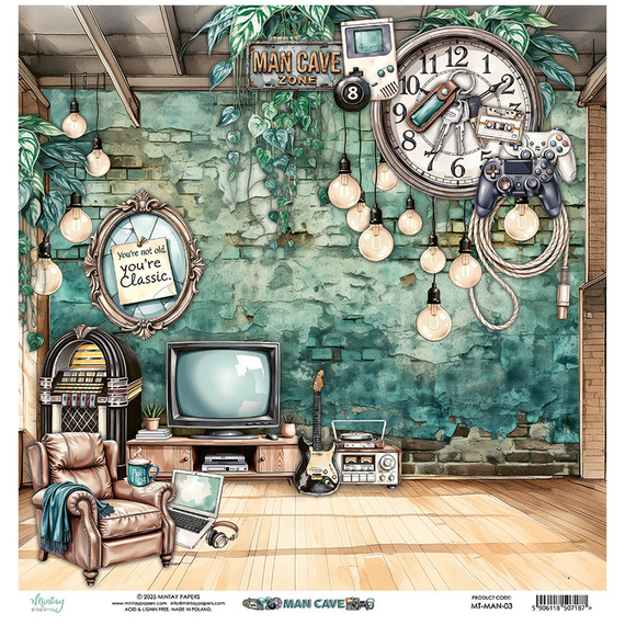 Papier do scrapbookingu 30x30 - Mintay - Man Cave 03
