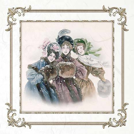 Zestaw papierów ryżowych - ITD RSM060 ramki vintage postacie zima