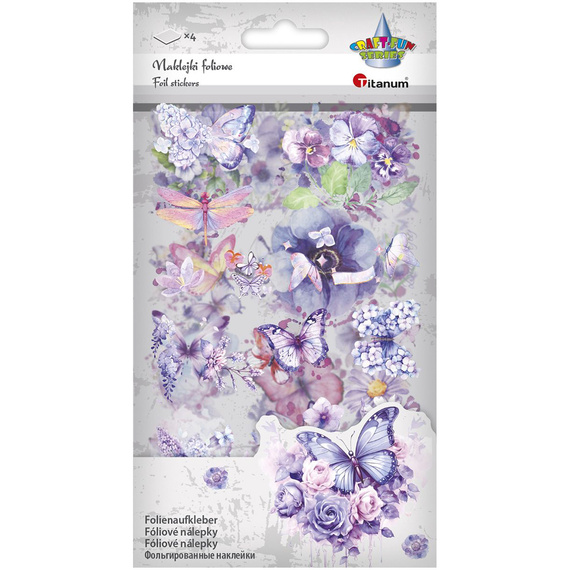 Naklejki foliowe - Fioletowe kwiatki i motylki