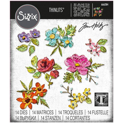 Wykrojnik Sizzix Thinlits - Brushstroke Flowers Mini by Tim Holtz kwiaty