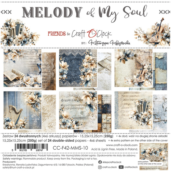 Zestaw papierów do scrapbookingu 15x15 - Craft o'clock - Melody of My Soul