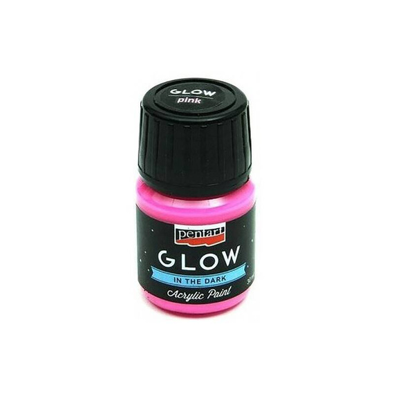 Farba akrylowa świecąca w ciemności Glow różowa 30 ml - Pentart