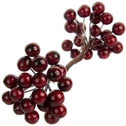 Jarzębina dekoracyjna ciemnoczerwona na druciku - 1 gałązka