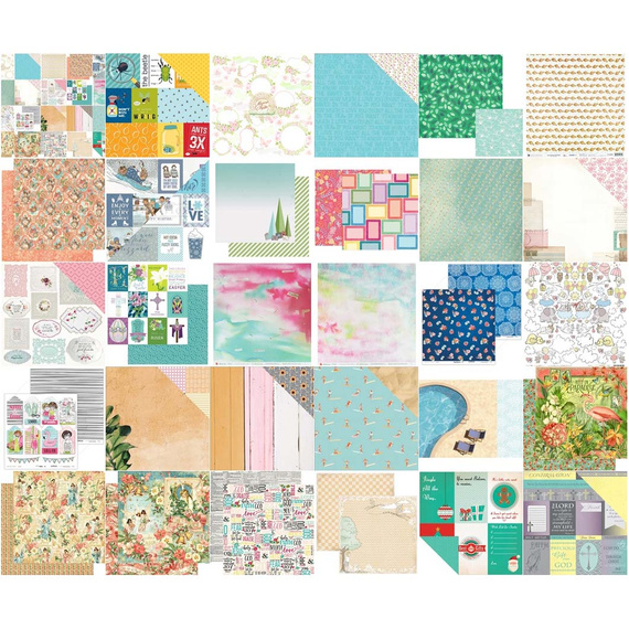 Pakiet papierów do scrapbookingu - mix wzorów - 45szt
