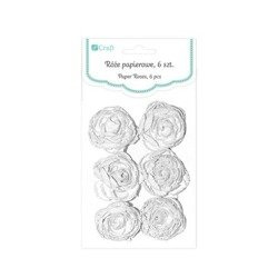 Róże papierowe 6szt - Marine - White CEKP-035 białe DPCraft