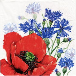Serwetka do decoupage 33x33cm - Poppy nad Cornflowers maki i chabry