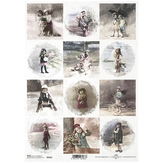 Papier ryżowy do decoupage A4 ITD-R2263 vintage, dzieci