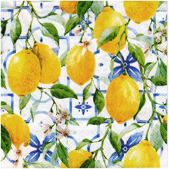 Serwetka do decoupage 33x33cm - Mediterranean lemons cytryny