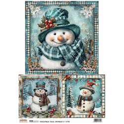 Papier ryżowy A4 - Scraplove - Christmas Teal Snowman 2 - Turkusowy bałwan