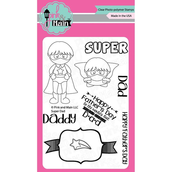 Stempel - Pink & Main - Super Dad - super tata
