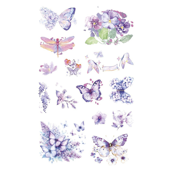 Naklejki foliowe - Fioletowe kwiatki i motylki