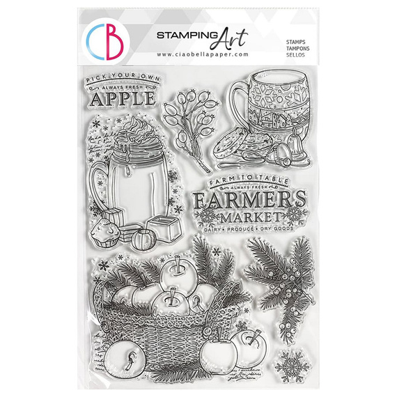 Stempel akrylowy 15x21 - Ciao Bella - Pick your own Apple jabłka kubki
