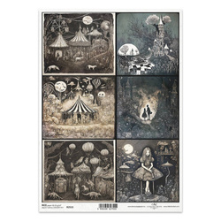 Papier ryżowy do decoupage A4 - mroczna sceneria cyrk - R2515 - Itd Collection