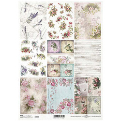 Papier ryżowy do decoupage ITD-R2033 deski, kwiaty