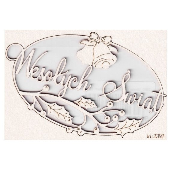 Tekturka Winter joy ramka - Wesołych Świąt 01 - ramka z napisem - dzwonki i jemioła SC