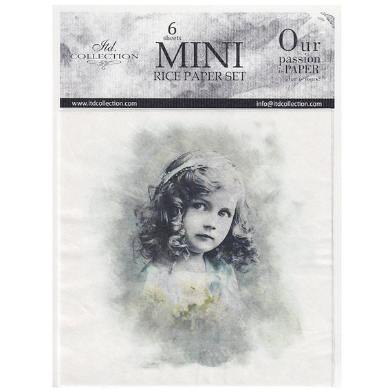 Zestaw papierów ryżowych, retro vintage, dziewczynki - ITD 6szt